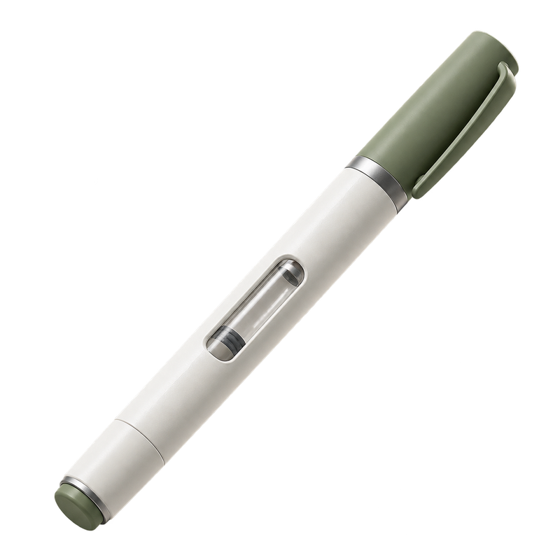 An unbranded capped pen with a clear cartridge window, shown diagonally as concept packaging for Immunity & Inflammation.