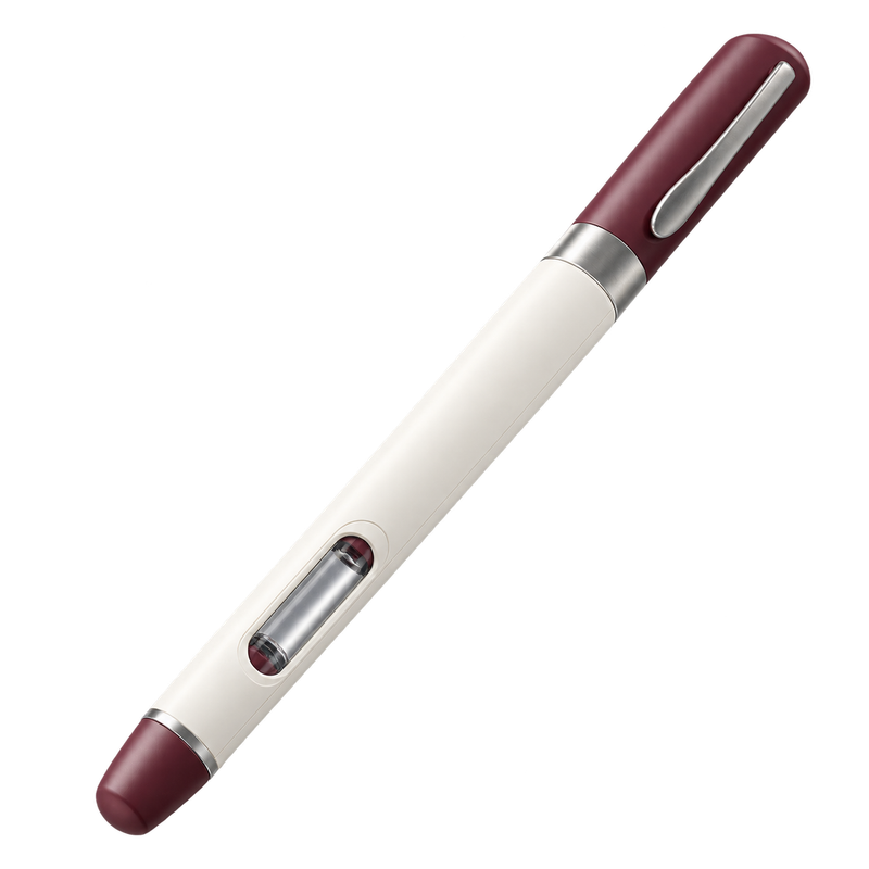 An unbranded capped pen with a clear cartridge window, shown diagonally as concept packaging for Sexual Health & Hormonal Balance.