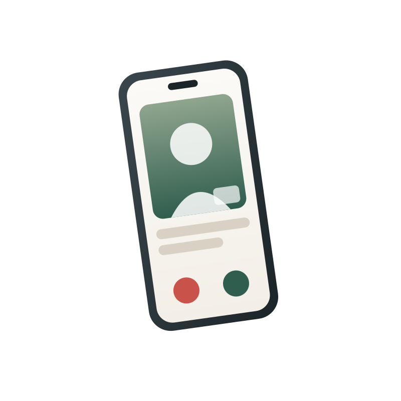 A phone showing an unlabelled video consultation screen; illustrative concept.
